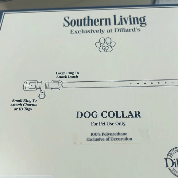 Southern Living Vegan-Leather Dog Collar Teal-Blue w/ Tassel Gold HW NWT - Picture 5 of 14